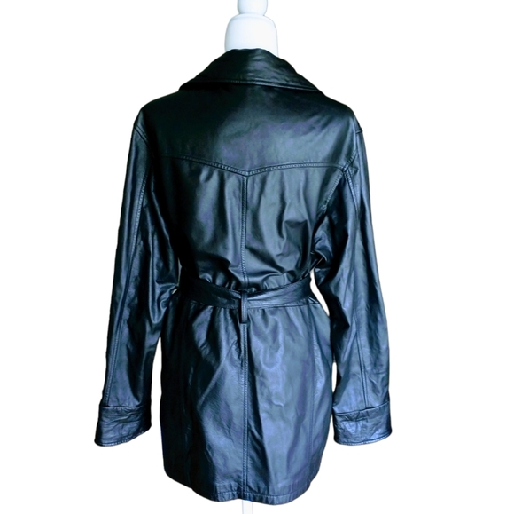 Women's Black Leather Jacket - Picture 10 of 12